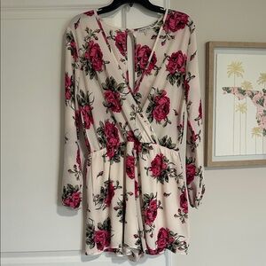 Floral V-Neck Long Sleeve Romper